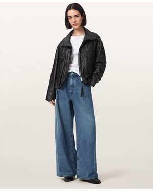 AllSaints Haze Wide Leg Pleated Jeans - Blue