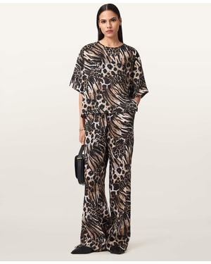 AllSaints Linen Charli Linen Blend Trousers, /Us 2 - Multicolour