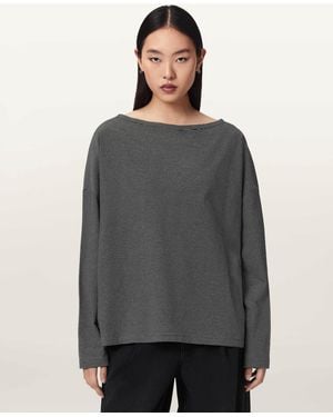 AllSaints Rita Long Sleeve Striped T-Shirt - Gray
