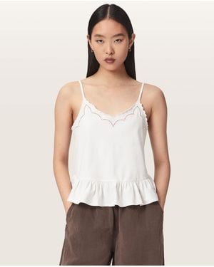AllSaints Georgia Embroidered Slim Fit Cami Top - White