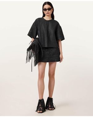 AllSaints Krindle Leather Mini Skirt - Black