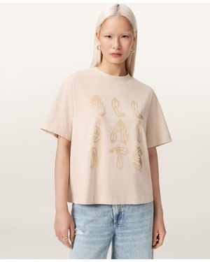 AllSaints Ella Lisa Boxy Embellished T-Shirt - Natural
