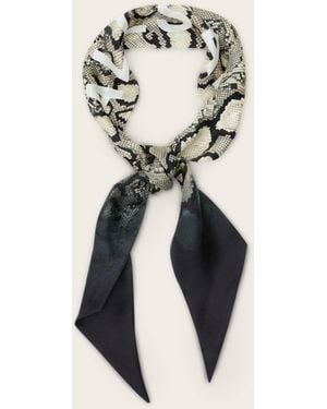 AllSaints Flow Snake Print Logo Headscarf,, Ecru - Natural