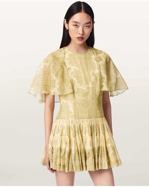 AllSaints Yanna Slim Fit Tiered Mini Dress - Yellow