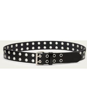 AllSaints Leather Iryna Leather Double Belt, /S - White