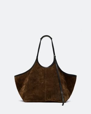 AllSaints Siloh Oversized Suede Tote Bag - Brown