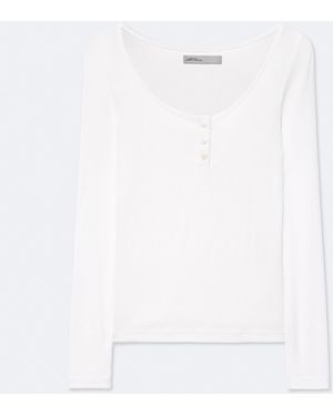 AllSaints Jules Slim-Fit Cotton Henley Top - White