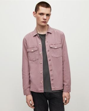 AllSaints Spotter Slim Fit Military Shirt - Pink
