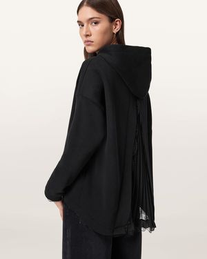AllSaints Nia Lace Relaxed Fit Hoodie - Black