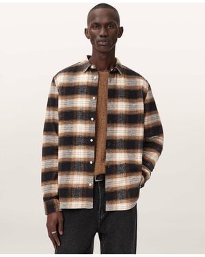 AllSaints Mercy Checked Relaxed Fit Ramskull Shirt - Natural