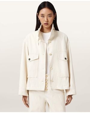 AllSaints Clay Denim Cropped Jacket - Natural