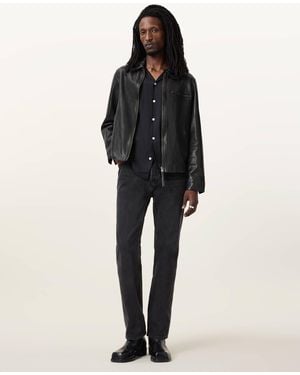 AllSaints Miller Zip Up Leather Jacket - Black