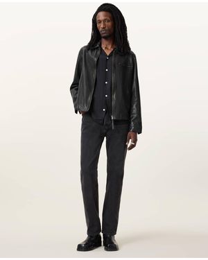 AllSaints Miller Zip Up Leather Jacket - Black