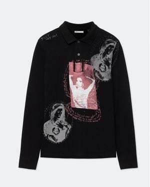 AllSaints Dreams Long-Sleeve Polo Shirt - Black
