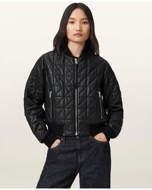 AllSaints Sheep Leather Carly Quilt Leather Bomber Jacket, /Us 2 - Black