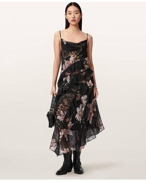 AllSaints Polyester Ruth Floral Slip Maxi Dress, /Us 0 - White
