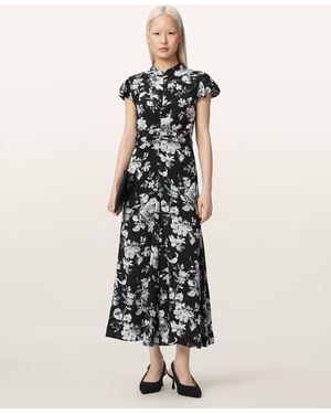 AllSaints Lolita Short Sleeve Floral Midi Dress - White