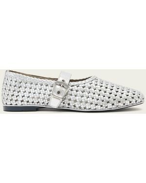 AllSaints Sabine Woven Leather Flats - White