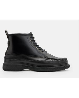 AllSaints Gibbs Moccasin Leather Boots - Black