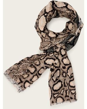 AllSaints Flow Snake Print Logo Pareo Scarf - White