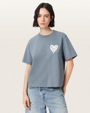 AllSaints Lisa Trip Graphic Boxy T-Shirt - Blue