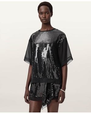 AllSaints Fonsie Embellished T-Shirt - Black