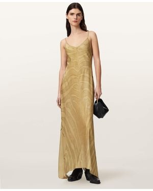 AllSaints Leona V-Neck Maxi Slip Dress - Natural