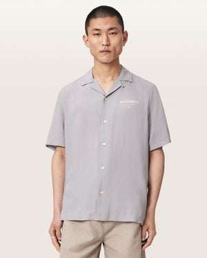 AllSaints Underground Relaxed Fit Logo Shirt - Grey