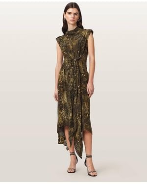AllSaints Persia Asymmetric Midi Dress - Natural