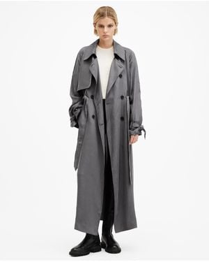 AllSaints Koko Longline Oversized Trench Coat,, Eiffel - Gray