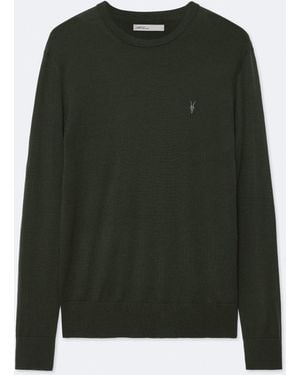 AllSaints Mode Merino Wool Ramskull Jumper - Green