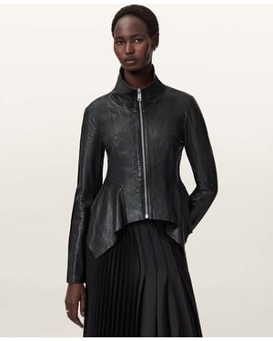 AllSaints Leather Grace Leather Biker Jacket, /Us 2 - Black