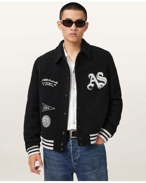 AllSaints Baum Baseball Bomber Jacket - Black