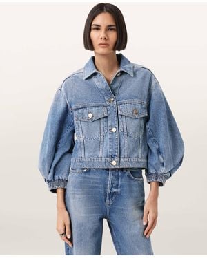 AllSaints Cotton Luca Cropped Denim Jacket, /Us 2 - Blue