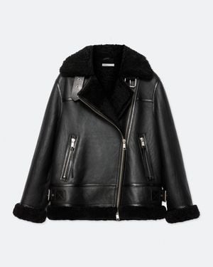 AllSaints Sydney Oversized Shearling Jacket - Black