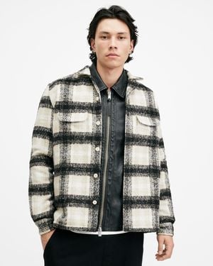 AllSaints Lapse Checked Relaxed Fit Shirt - Grey