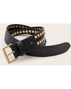 AllSaints Jessica Studded Leather Belt - White