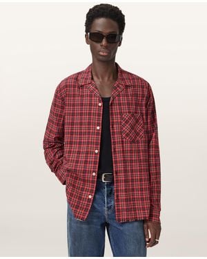AllSaints Felix Check Long Sleeve Shirt - Red