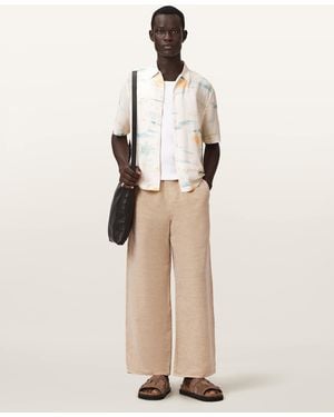 AllSaints Korten Loose Fit Linen Blend Trousers - Natural
