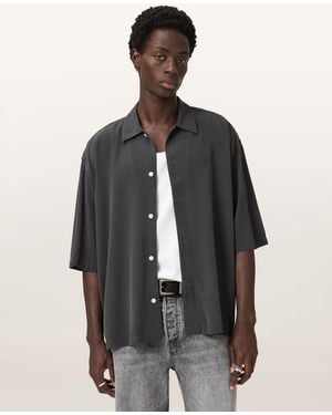 AllSaints Rialto Oversized Short Sleeve Shirt - Grey