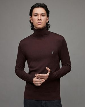 AllSaints Mode Merino Roll Neck Jumper - Brown