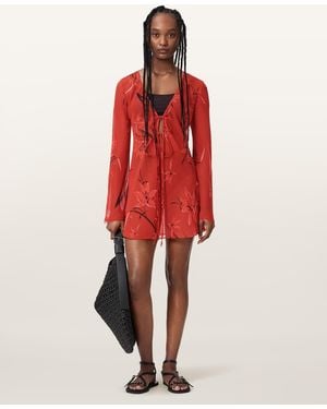 AllSaints Zalia Floral Mini Dress - Red