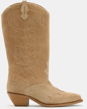 AllSaints Dolly Western Leather Boots - Natural