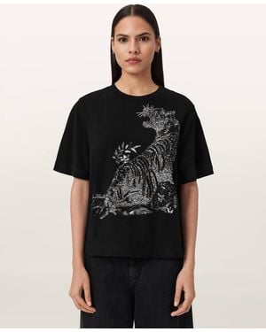 AllSaints Pounce Lisa Embellished T-Shirt - Black