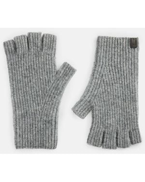 AllSaints Oppose Boiled Wool Fingerless Gloves - Grey