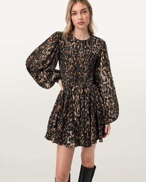 AllSaints Cotton/Viscose Chia Smocked Mini Dress, /Us 2 - Black