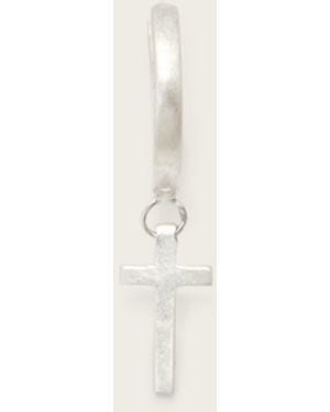 AllSaints Gabe Cross Slim Huggie Earrings - Natural