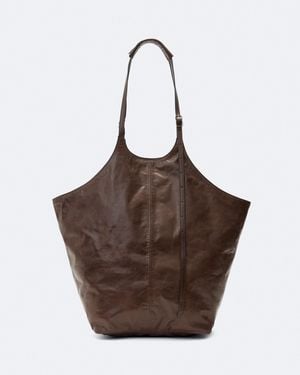 AllSaints Siloh Leather Magazine Tote Bag - Brown