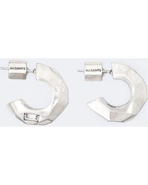 AllSaints Faceted C Hoop Earrings - White