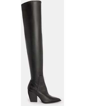 AllSaints Cow Leather Lara Stretchy Over The Knee Boots, Us 7/ Eu 37 - White